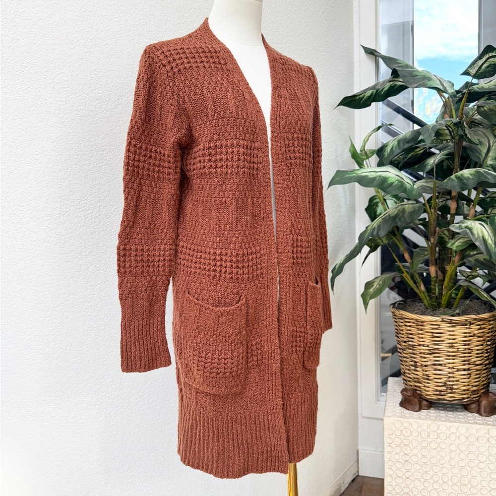 Universal Thread Boho Contrast Knit Warm Rust Bro… - image 2